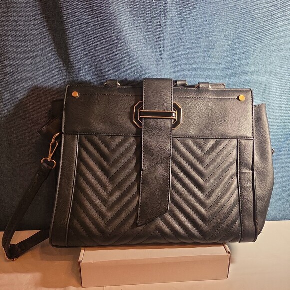 No Brand Handbags - Satchel Chevron Quilted Faux Leather Purse Tote Classic Vibe
